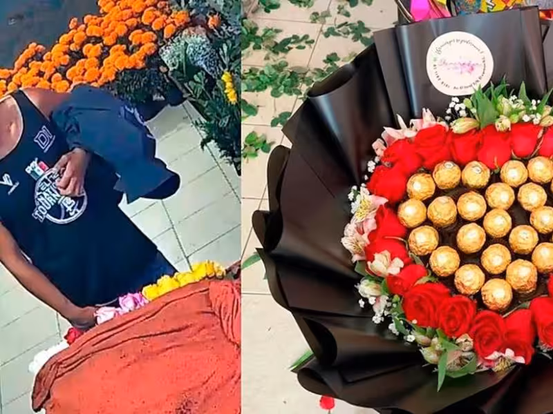 Roba ramo de flores para su novia, ella lo presume, y florería lo identifica