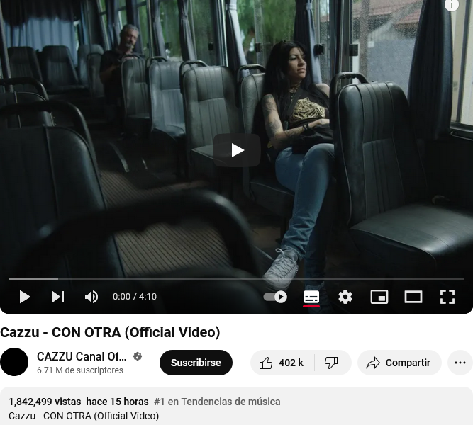 Cazzu arrasa con su sencillo “Con Otra” en YouTube