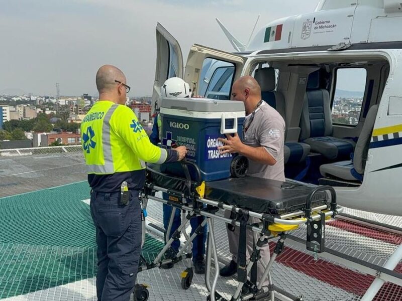 Traslado de órganos en helicóptero desde Michoacán