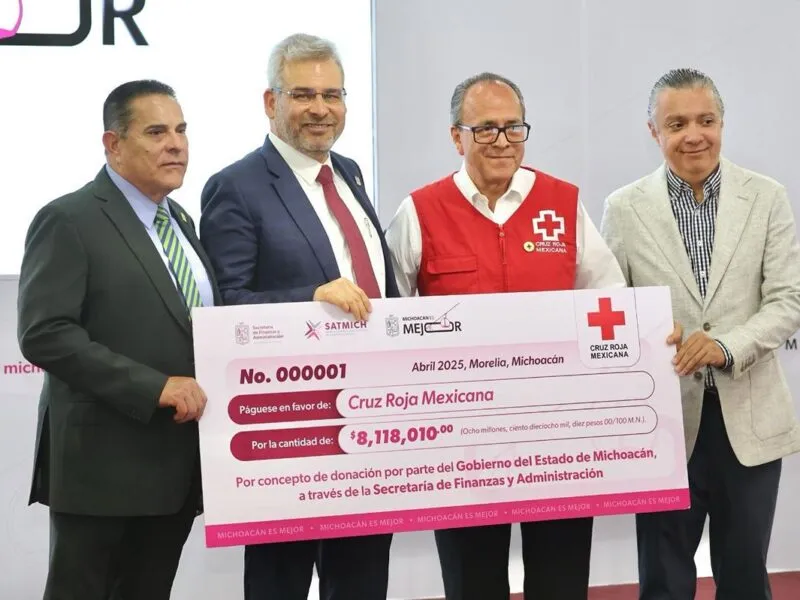 Entrega Bedolla y gobierno de Michoacán donativo por más de 8 mdp a la Cruz Roja