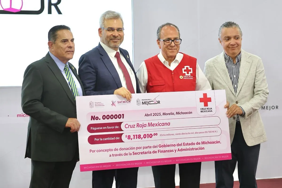 Entrega Bedolla y gobierno de Michoacán donativo por más de 8 mdp a la Cruz Roja