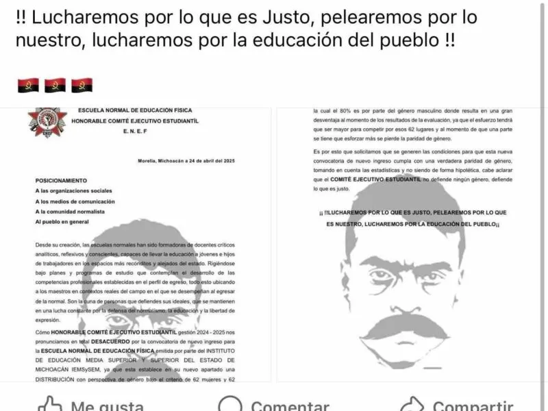 Normalistas de la ENEF van contra la paridad de género