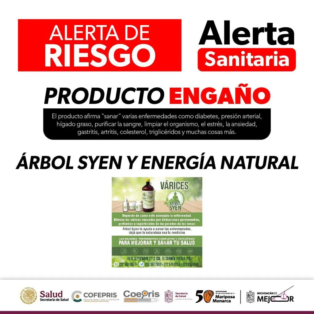 Alerta SSM sobre el producto “Árbol Syen y energía natural”-1