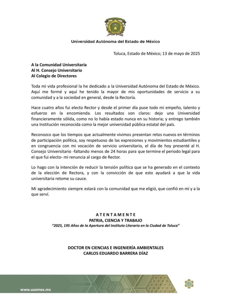 Ante polémica por renovación de Rectoría, renuncia rector de la UAEMex-1
