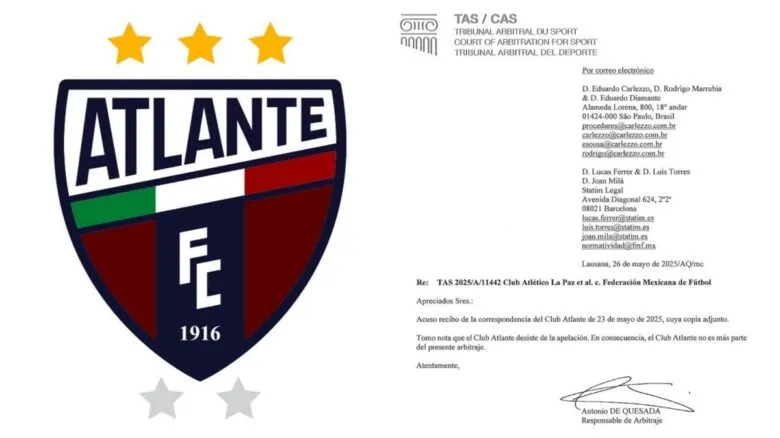 Atlante retira apelación ante TAS por ascenso