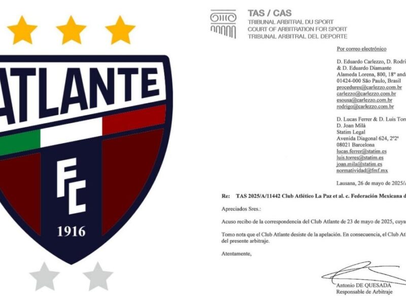 Atlante retira apelación ante TAS por ascenso