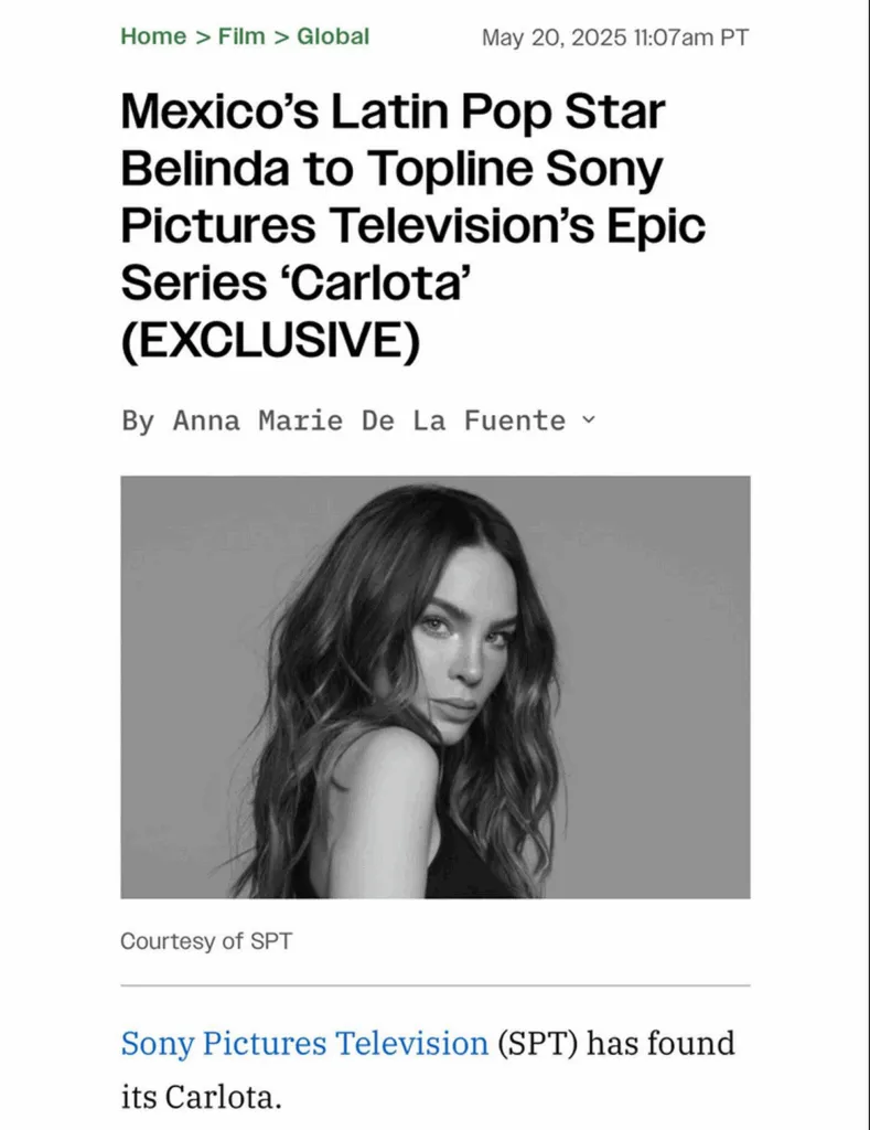 Belinda dará vida a Carlota en serie de televisión-1