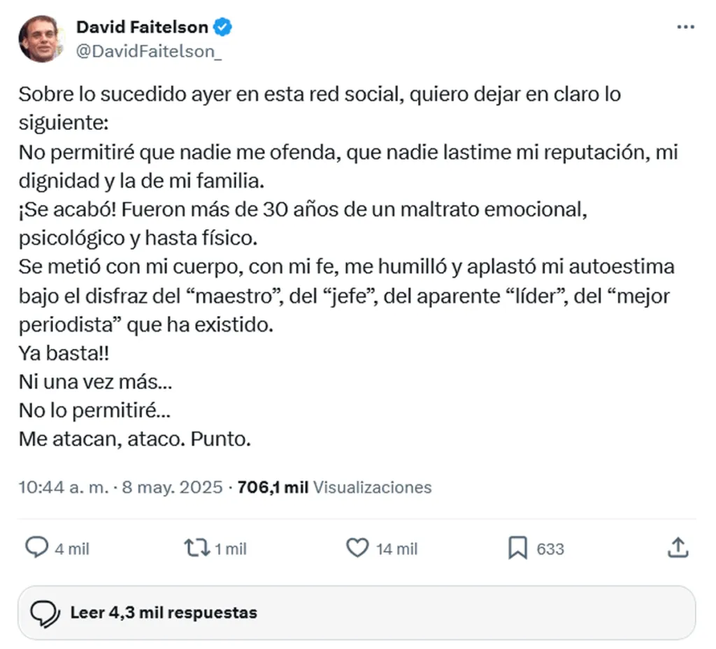 David Faitelson pone un alto a las “ofensas” de Joserra en redes