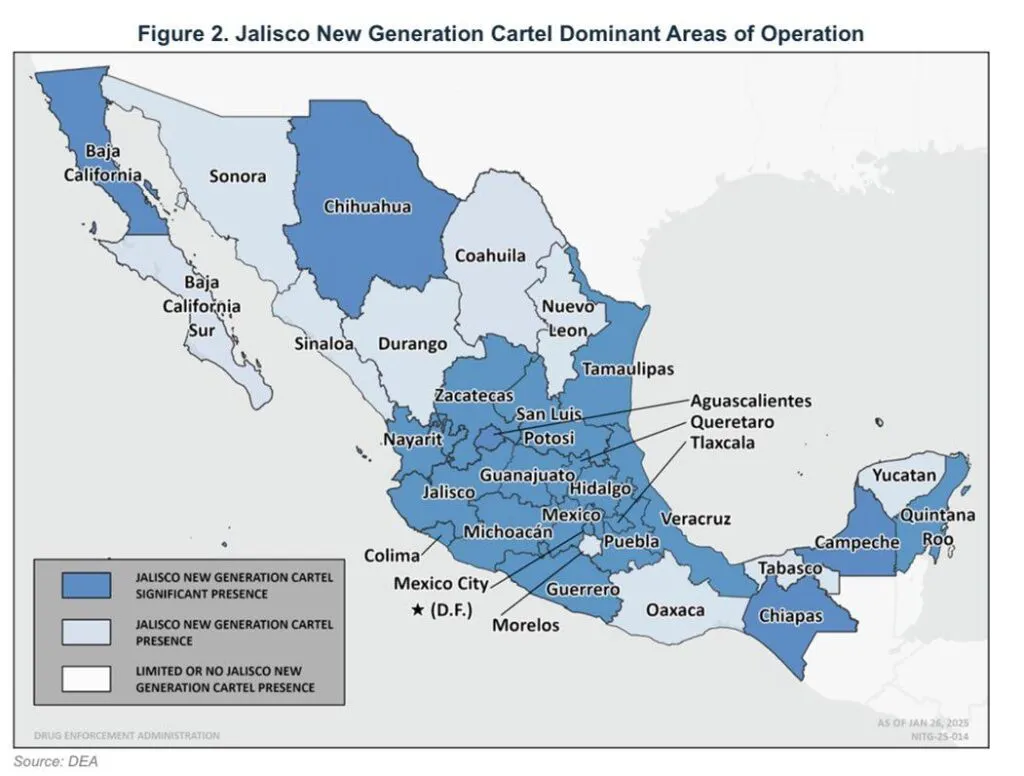 DEA revela puntos de operación del cjng