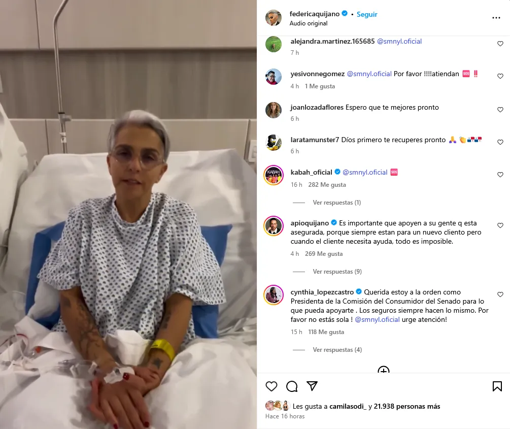 Federica Quijano hospitalizada de emergencia