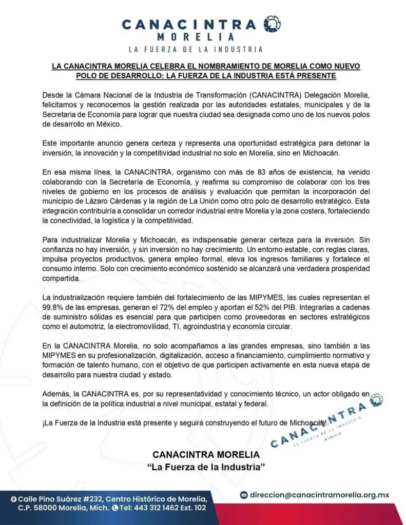 festejan nombramiento de Michoacán como Polo de Desarrollo
