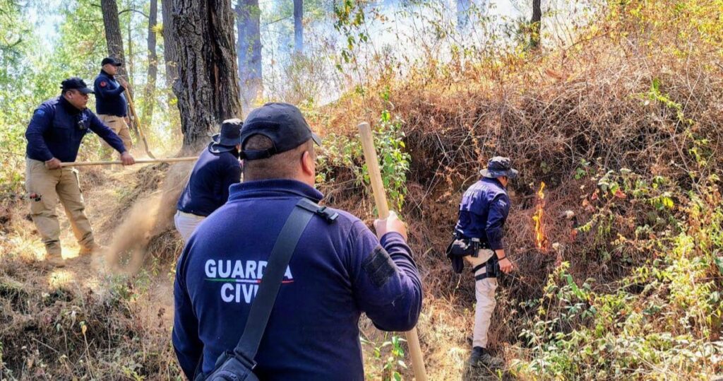 Helicóptero con helibalde y brigadistas de la SSP coadyuvaron a sofocar incendios-3