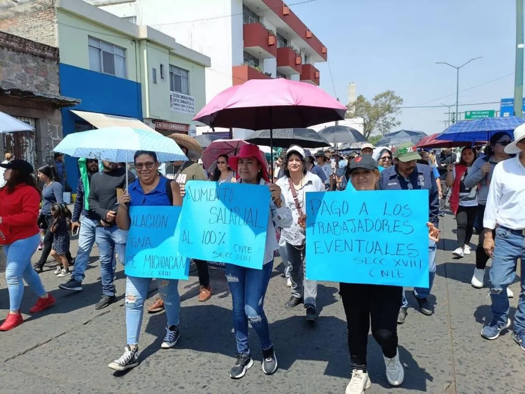 Miércoles: marcha, paro de labores y otro plantón del magisterio en Morelia 3