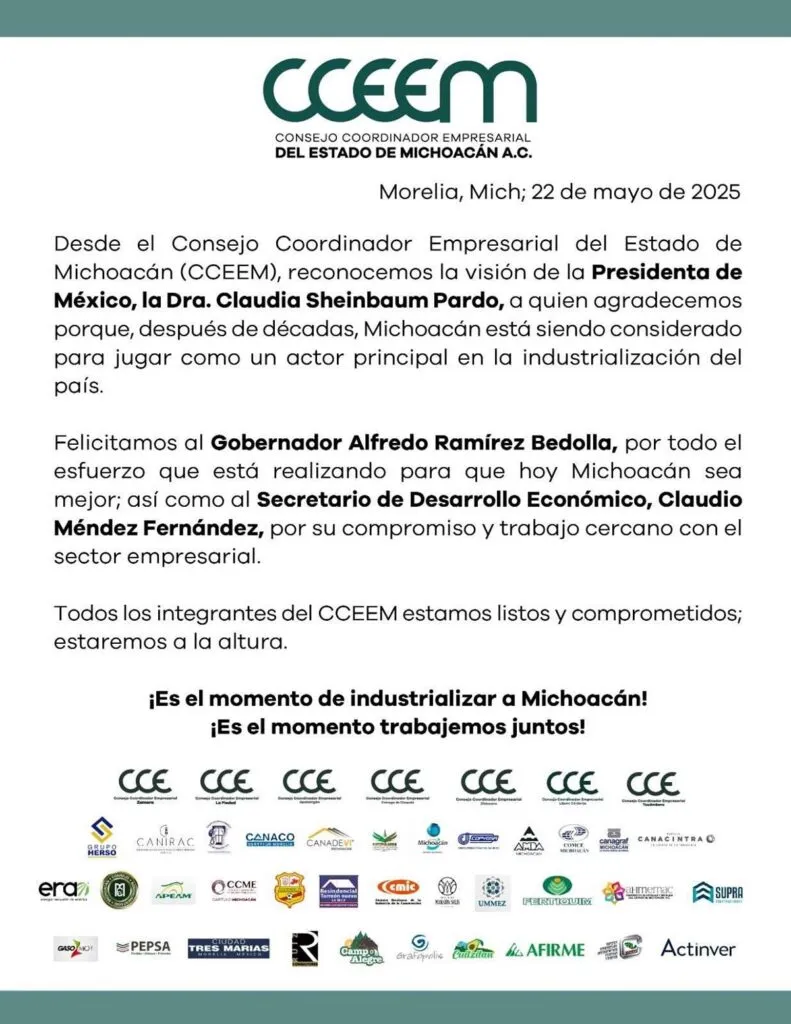 sector empresarial celebra nombramiento de Michoacán como Polo de Desarrollo