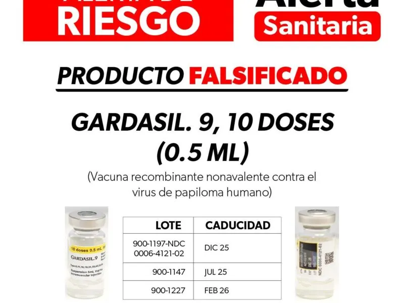 Advertencia sobre falsificación de vacuna de papiloma