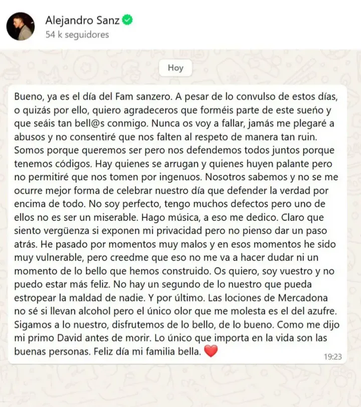 Alejandro Sanz envía fuerte mensaje tras acusaciones de Ivet Playà en programa español-1