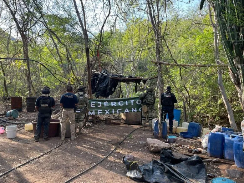 Aseguran laboratorio para la elaboración de metanfetamina en Huetamo: SSP