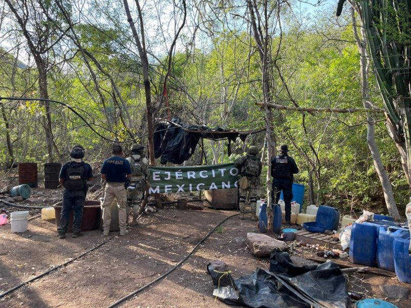 Aseguran laboratorio para la elaboración de metanfetamina en Huetamo: SSP