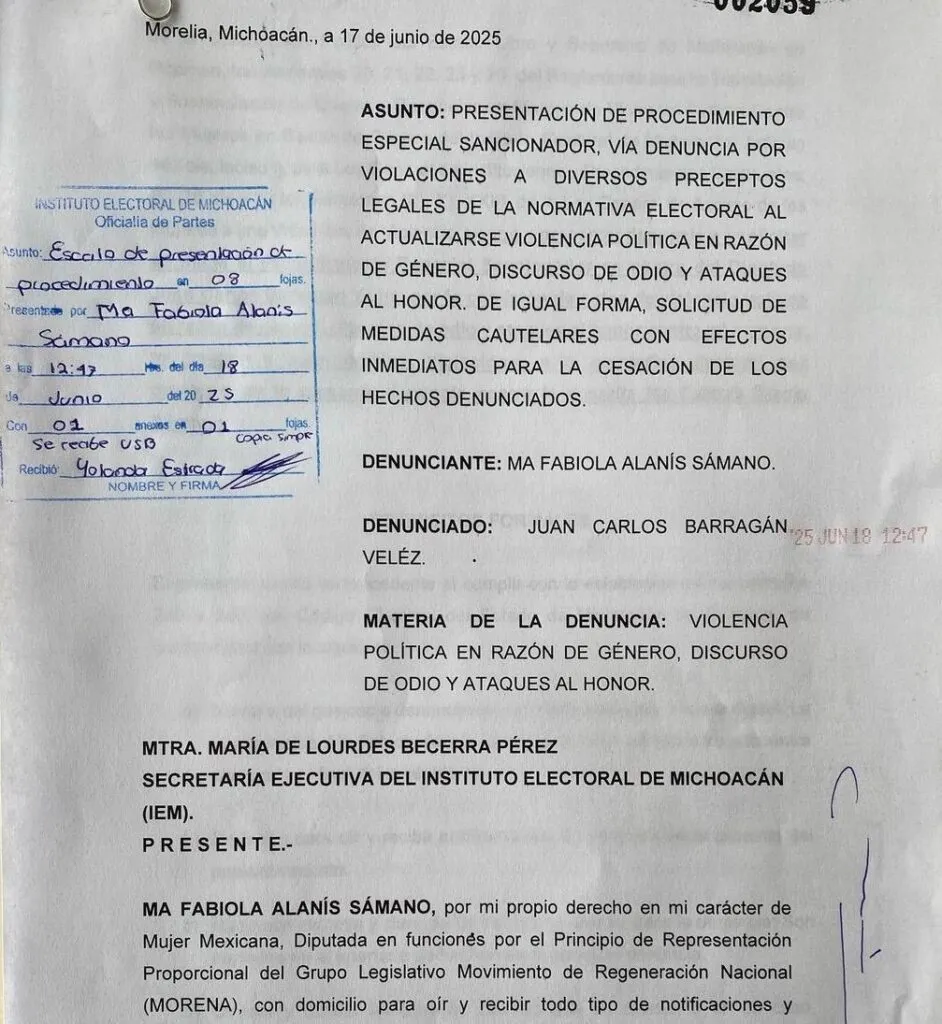 Denuncia Fabiola Alanís a Juan Carlos Barragán por violencia política en razón de género-1