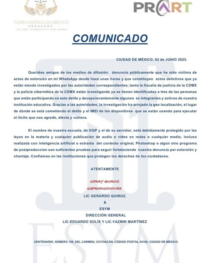 Gerardo Quiroz destapa escándalo de extorsión