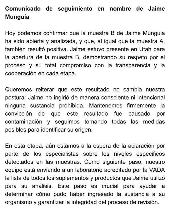 Jaime Munguía da positivo a segunda prueba de dopaje