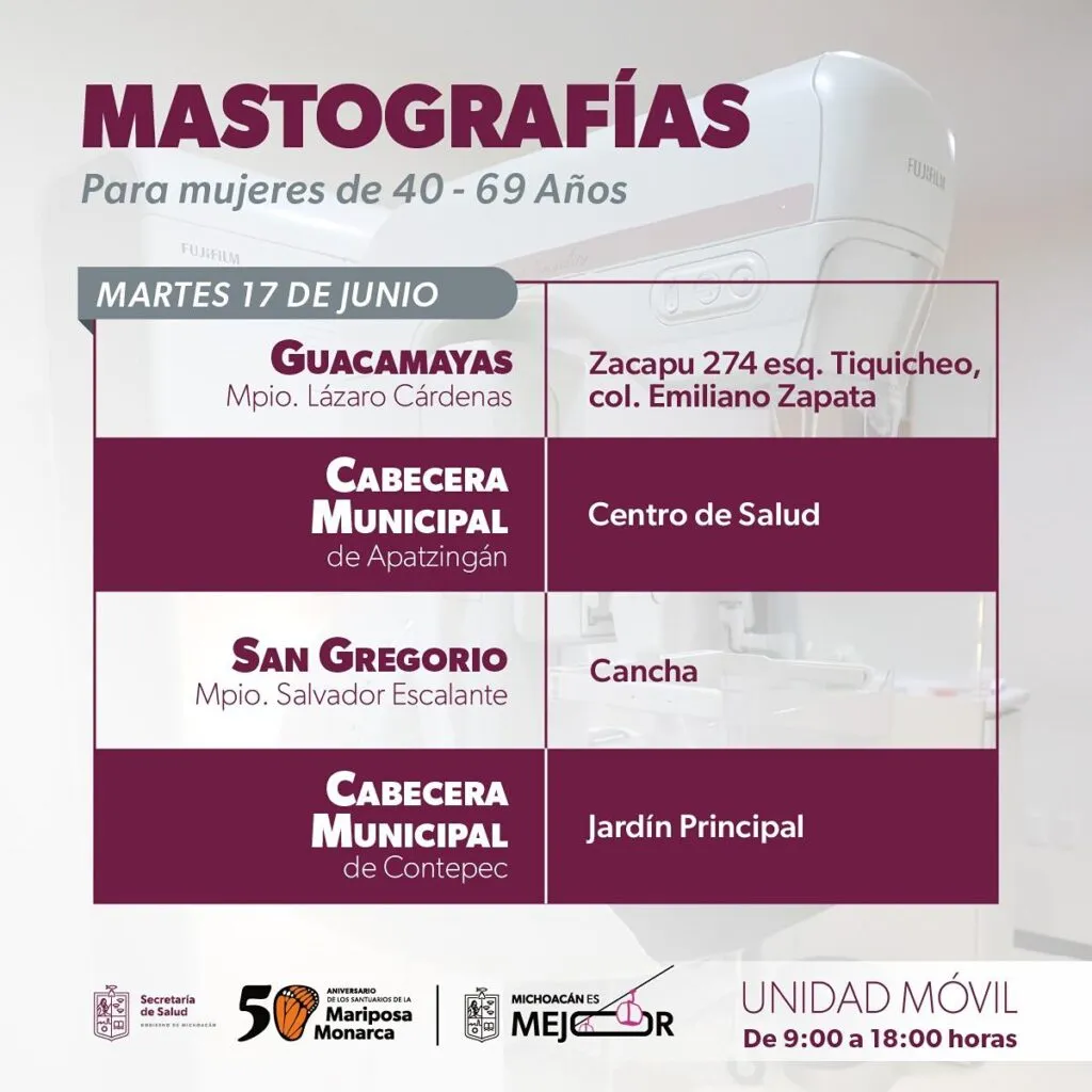 llevan unidades móviles de mastografía en Michoacán