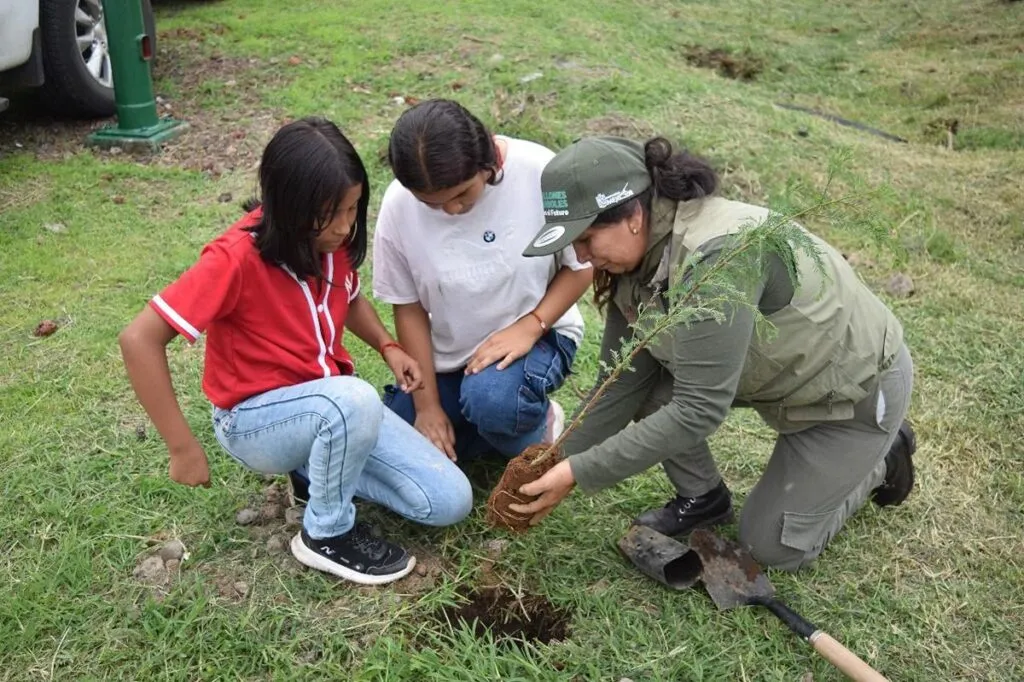 Participantes de la reforestación en Michoacán