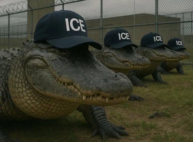 Representación de protesta Alligator Alcatraz