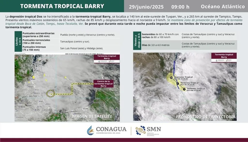 Se forman tormentas tropicales 'Flossie' y 'Barry' en costas de México