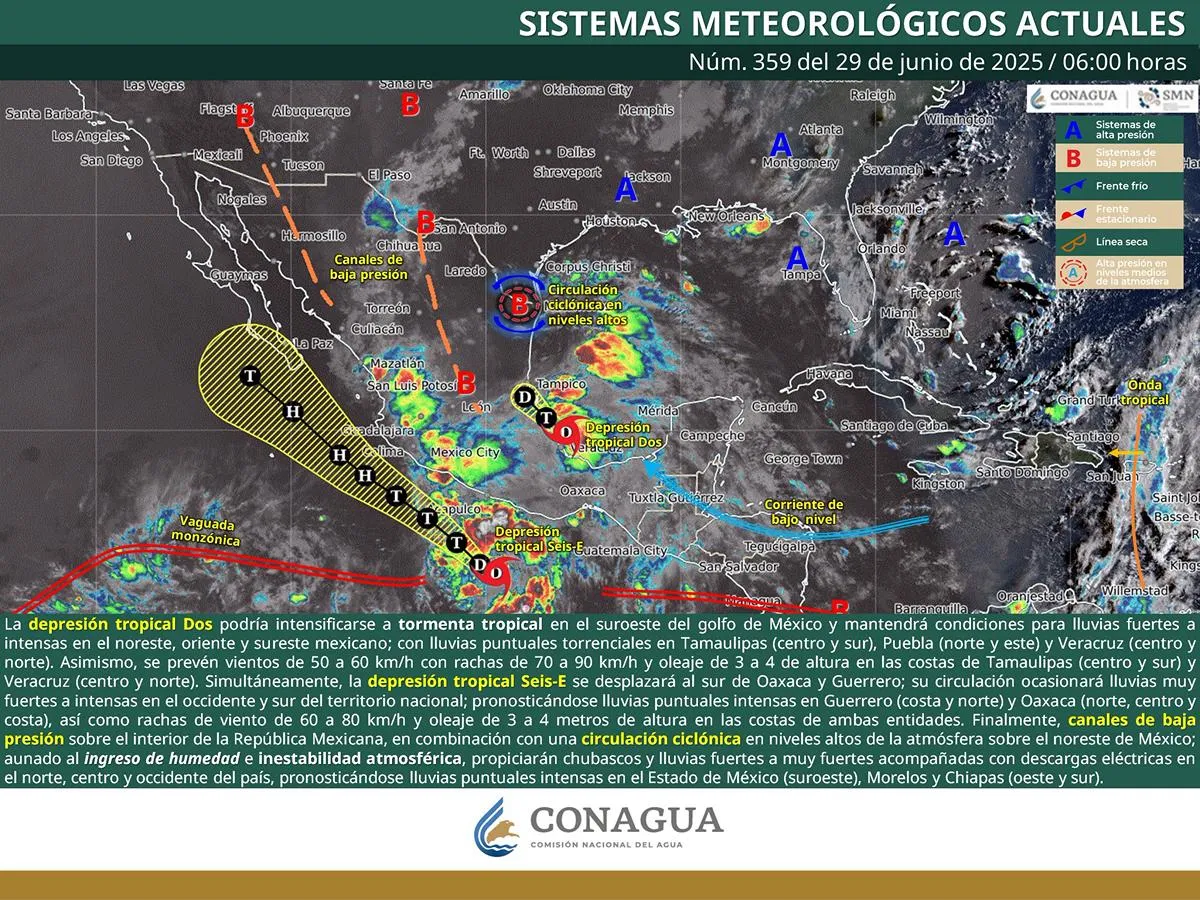 Se forman tormentas tropicales 'Flossie' y 'Barry' frente a costas mexicanas