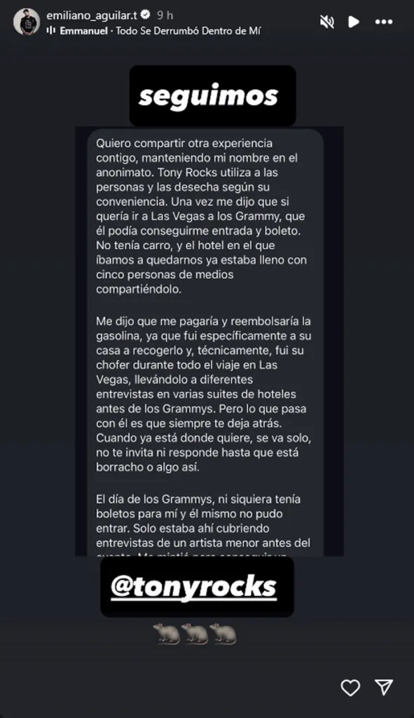 Emiliano Aguilar denuncia a su exrepresentante Tony