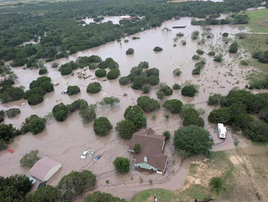 Imagen aérea de inundaciones en Texas
