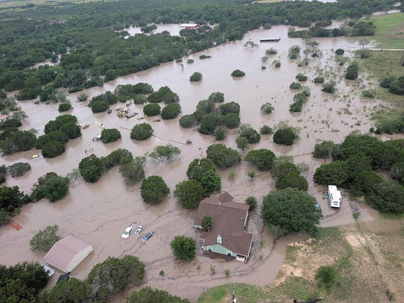 Imagen aérea de inundaciones en Texas
