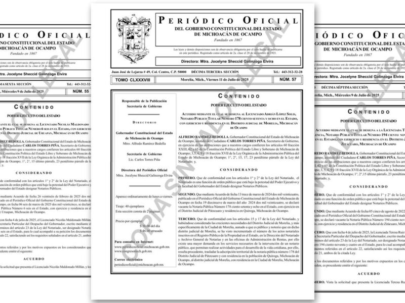 se publica entrega de notarías a Adrián López Solís y cercanos
