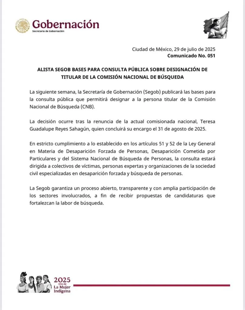 Teresa Guadalupe Reyes Sahagún, renuncia como comisionada nacional de búsqueda