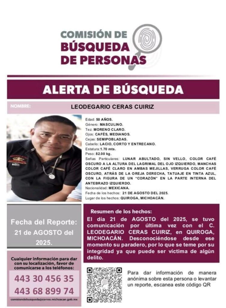 exigir la aparición con vida de Leodegario Cerda Cuiriz