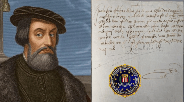 FBI regresa a México manuscrito de Hernán Cortés tras 30 años de haber estado perdido