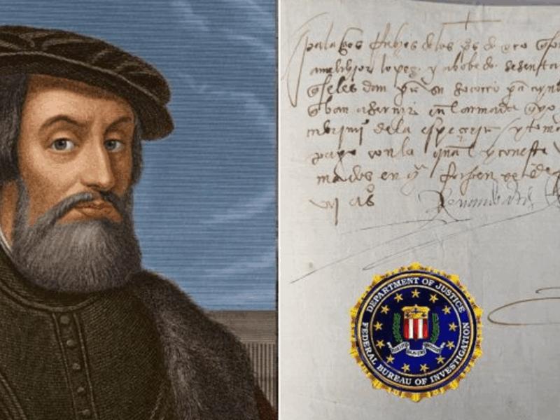 FBI regresa a México manuscrito de Hernán Cortés tras 30 años de haber estado perdido