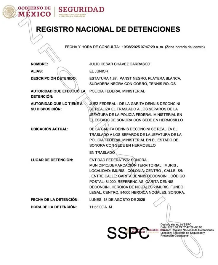 Julio César Chávez Jr. es trasladado a penal de máxima seguridad en México tras deportación de EEUU 2