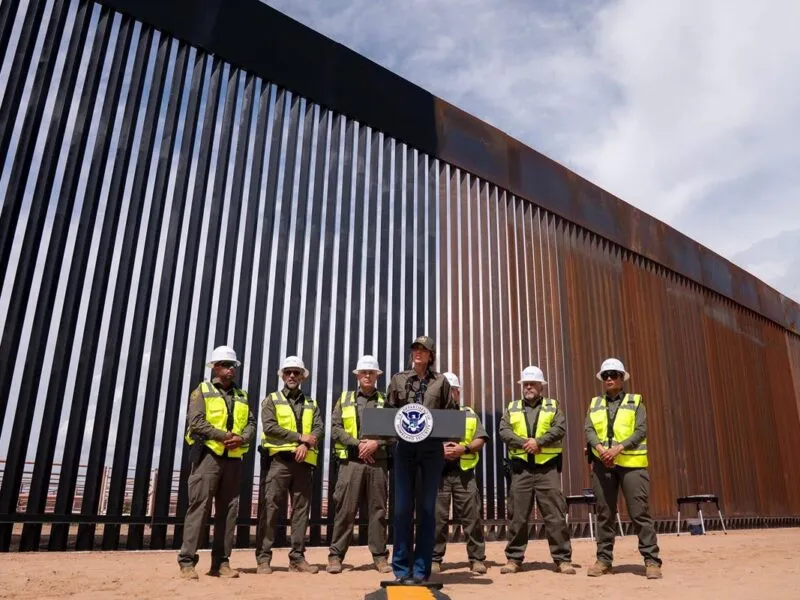 Kristi Noem firma exención para construcción del muro fronterizo en Texas