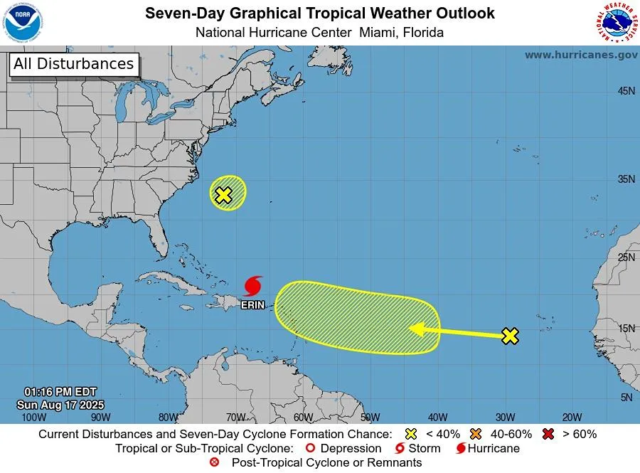 México no se encuentra en la trayectoria del huracán Erin