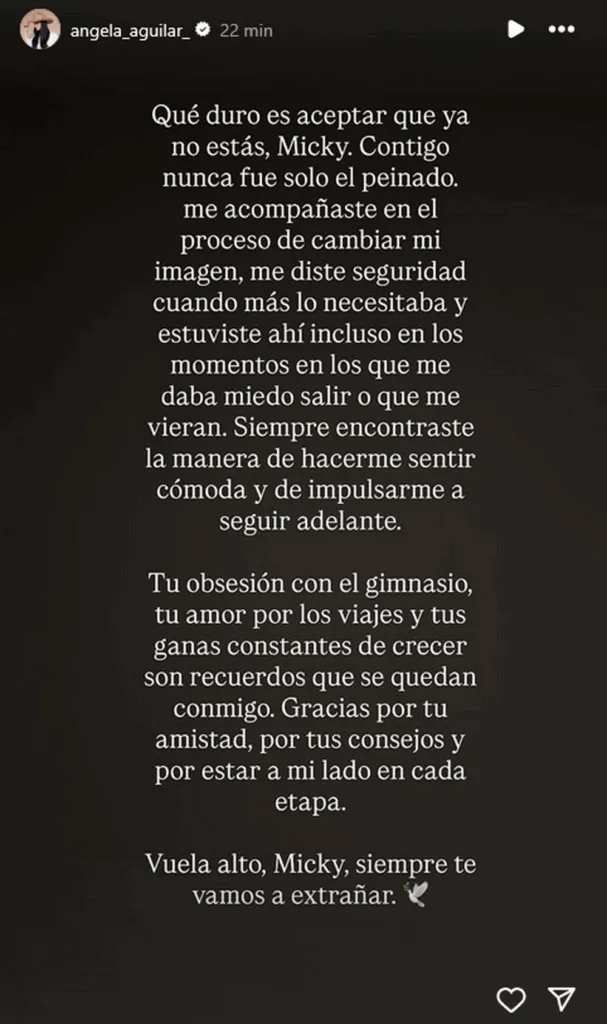 Ángela Aguilar envía mensaje tras el asesinato de su amigo y estilista Micky Hair-1