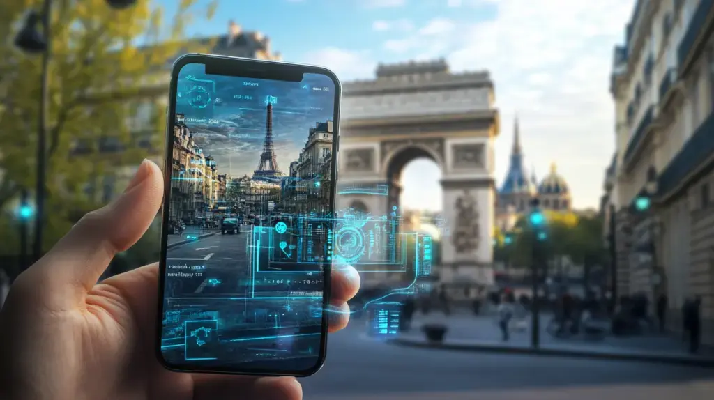 Celular representa inteligencia artificial como asistente para viajeros