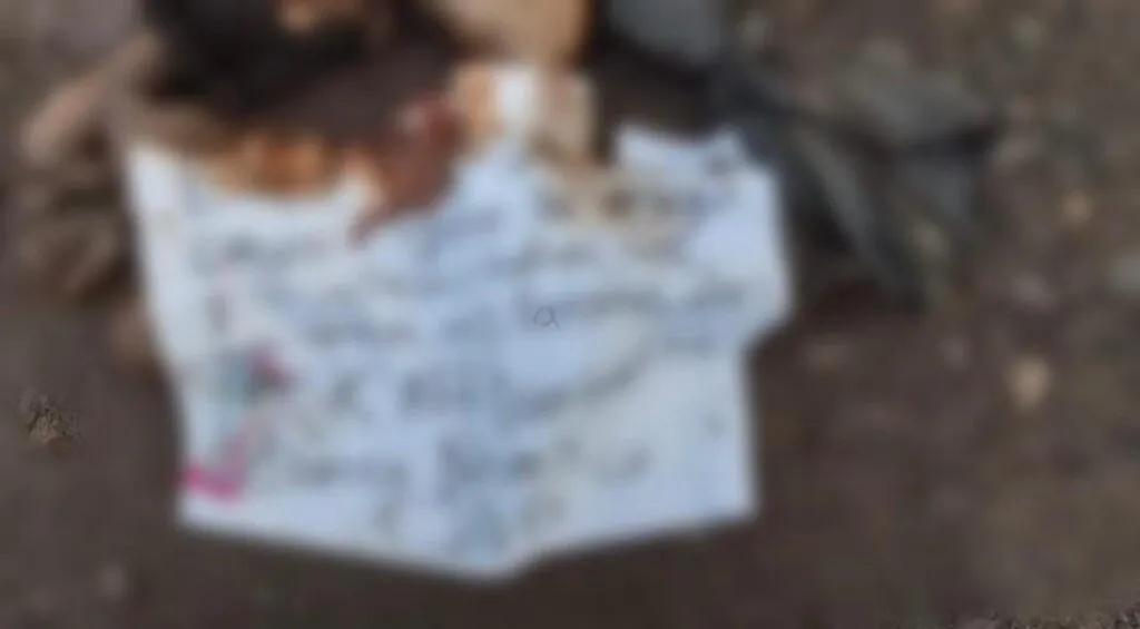 En Indaparapeo localizan el cadáver de un sujeto con mensaje en cartulina
