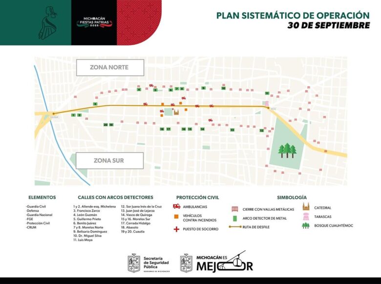 Habrá 20 accesos para el desfile del 30 de septiembre en Morelia: SSP