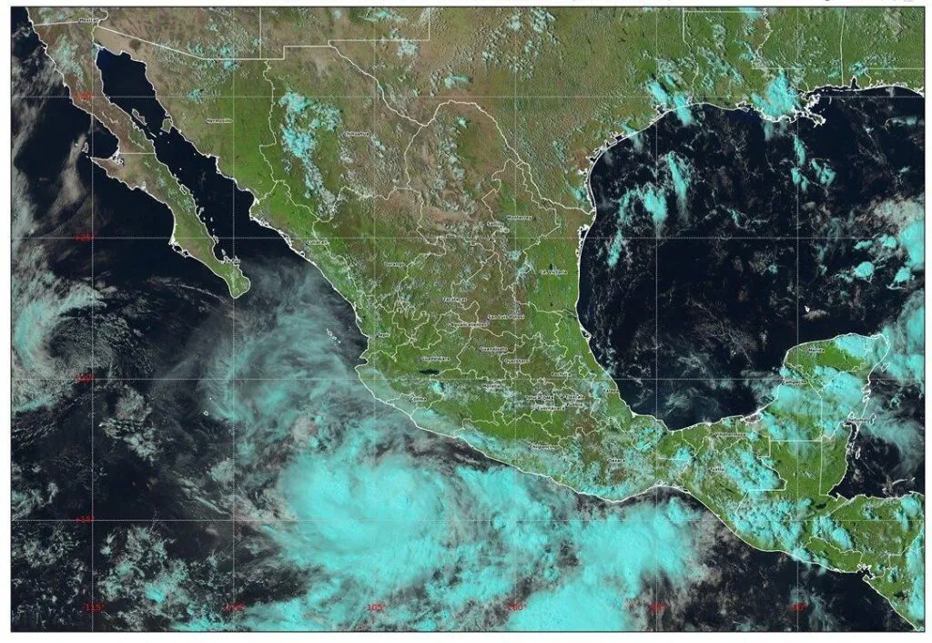 Imagen meteorológica de tormenta tropical Narda