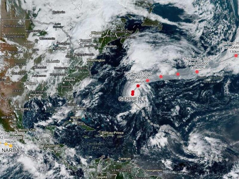 Imagen satelital del huracán Gabrielle