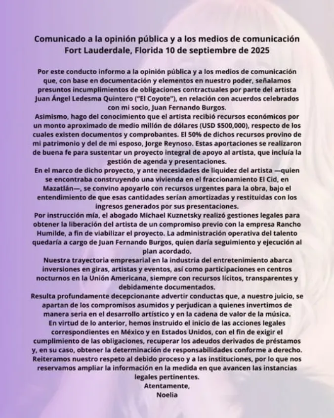 Noelia confirma demanda millonaria contra El Coyote y advierte: “Esto apenas comienza”-1
