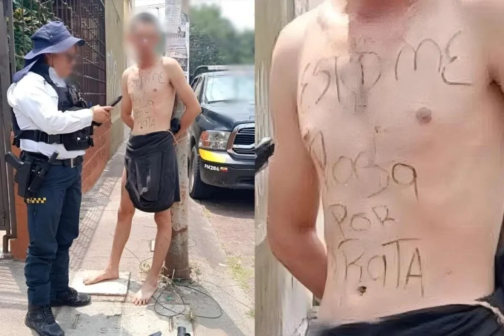 Presunto ladrón es amarrado a un poste en Morelia
