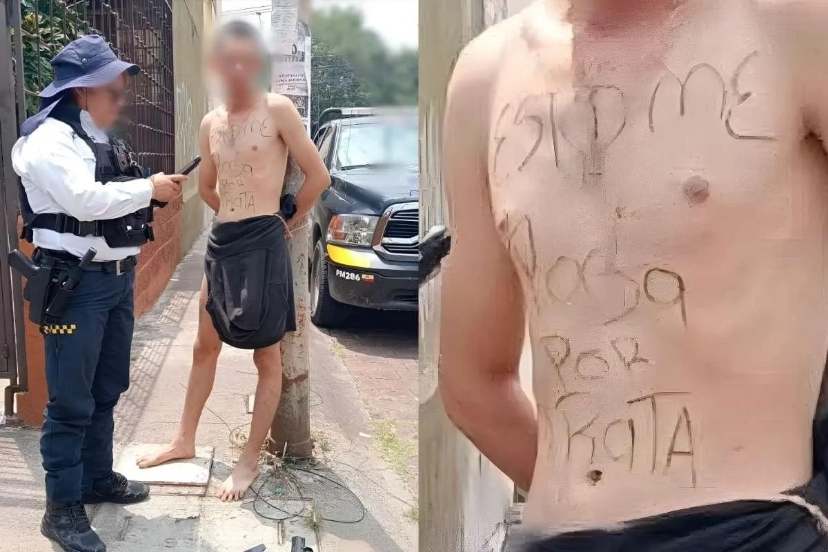 Presunto ladrón es amarrado a un poste en Morelia